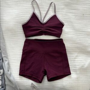 Honeycut dance set in beautiful color combo burgundy with pale lavendar straps